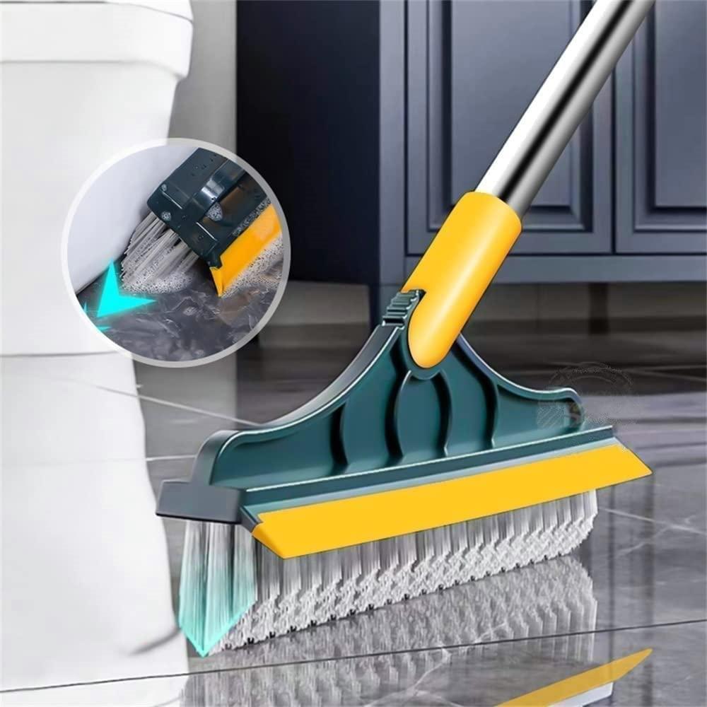 120° Rotatable-2-in-1 Bathroom Cleaning Brush with Wiper & Long Handle for Home & Kitchen